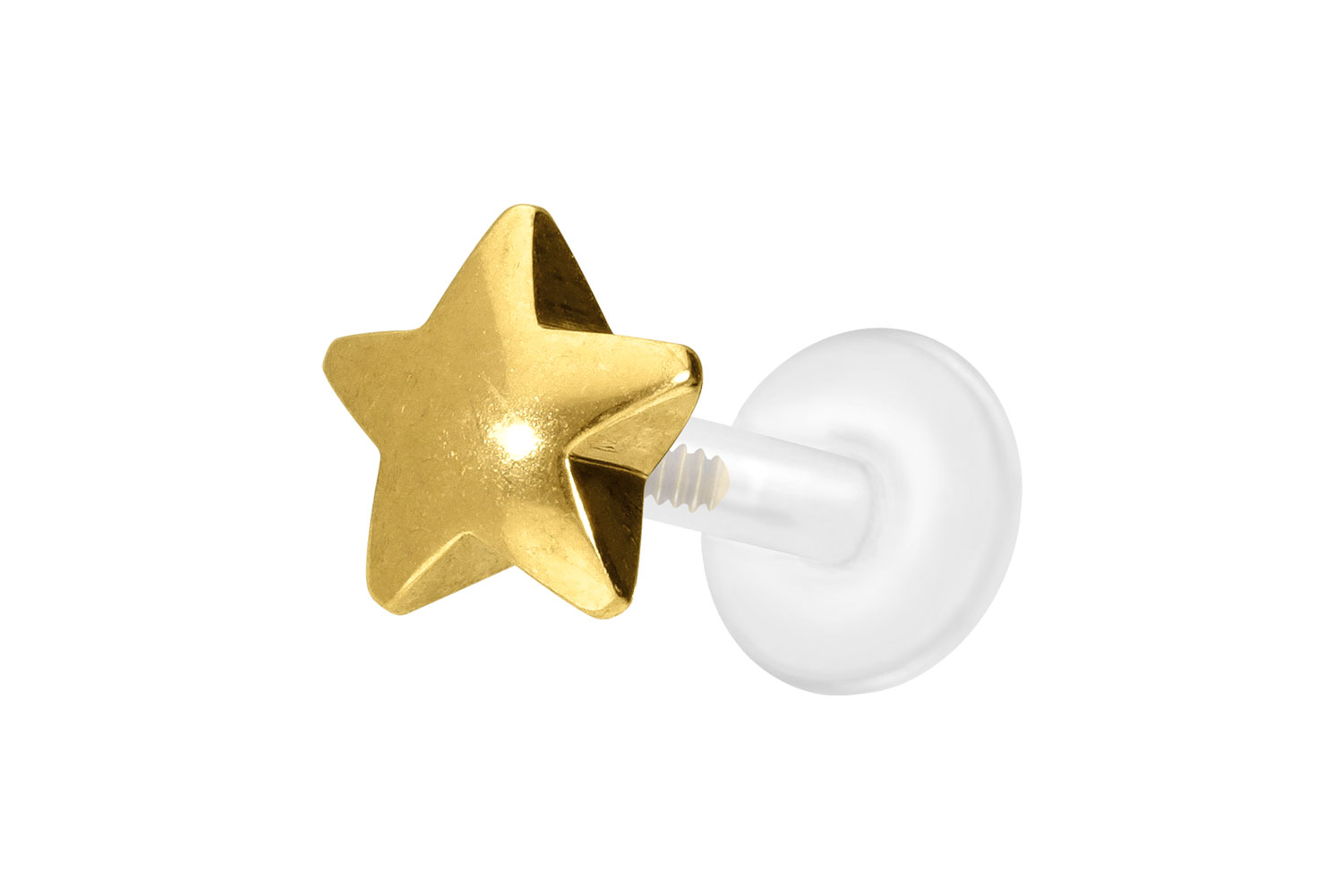 PTFE Labret Piercing mit Innengewinde + Titan-Aufsatz STERN